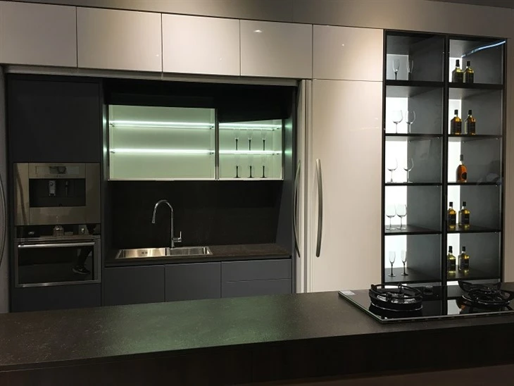 Matte white acrylic finish kitchen cabinet (4)